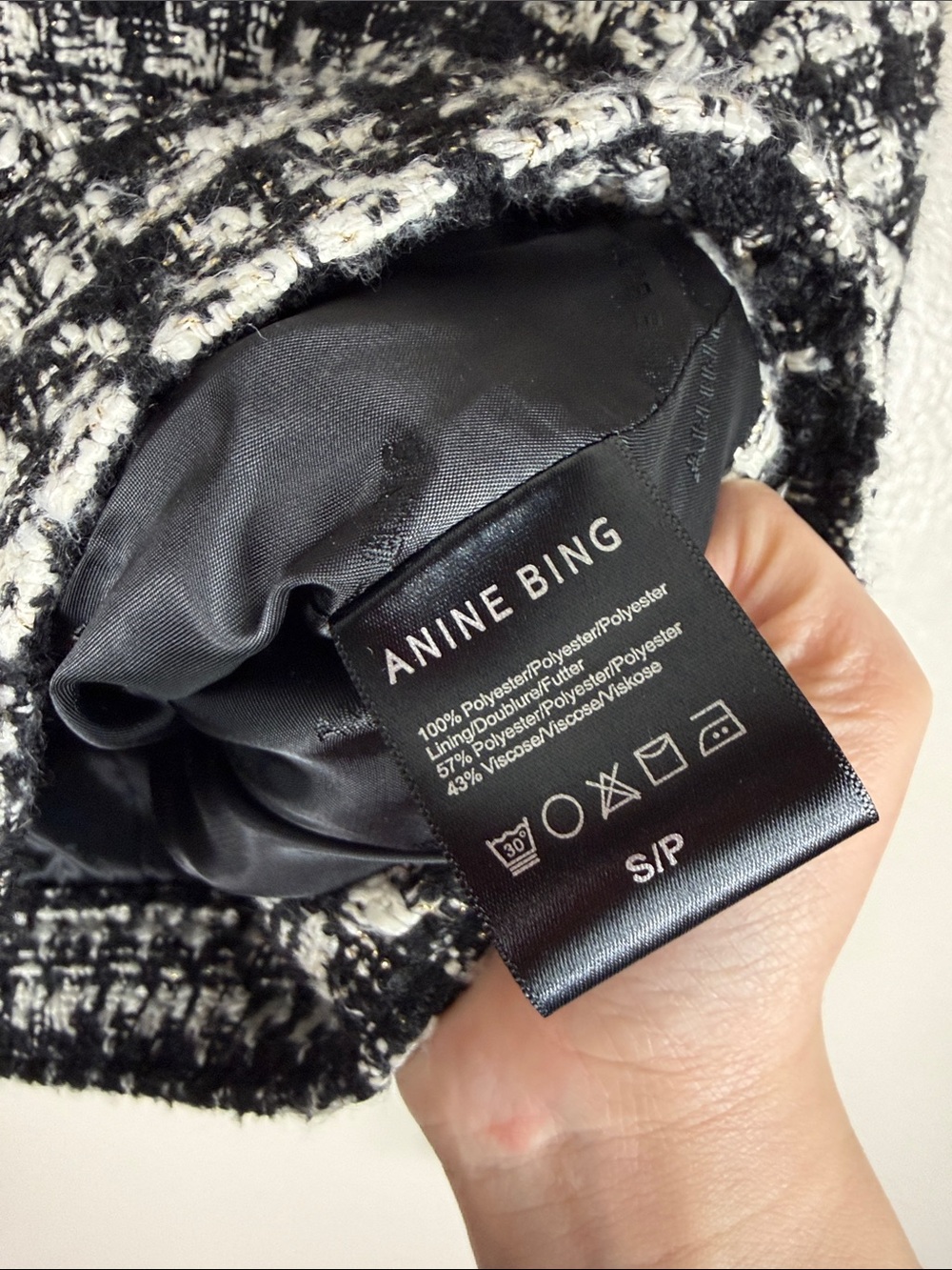 Anine Bing Adriana Jacket Black and White Tweed - Picture 6 of 8
